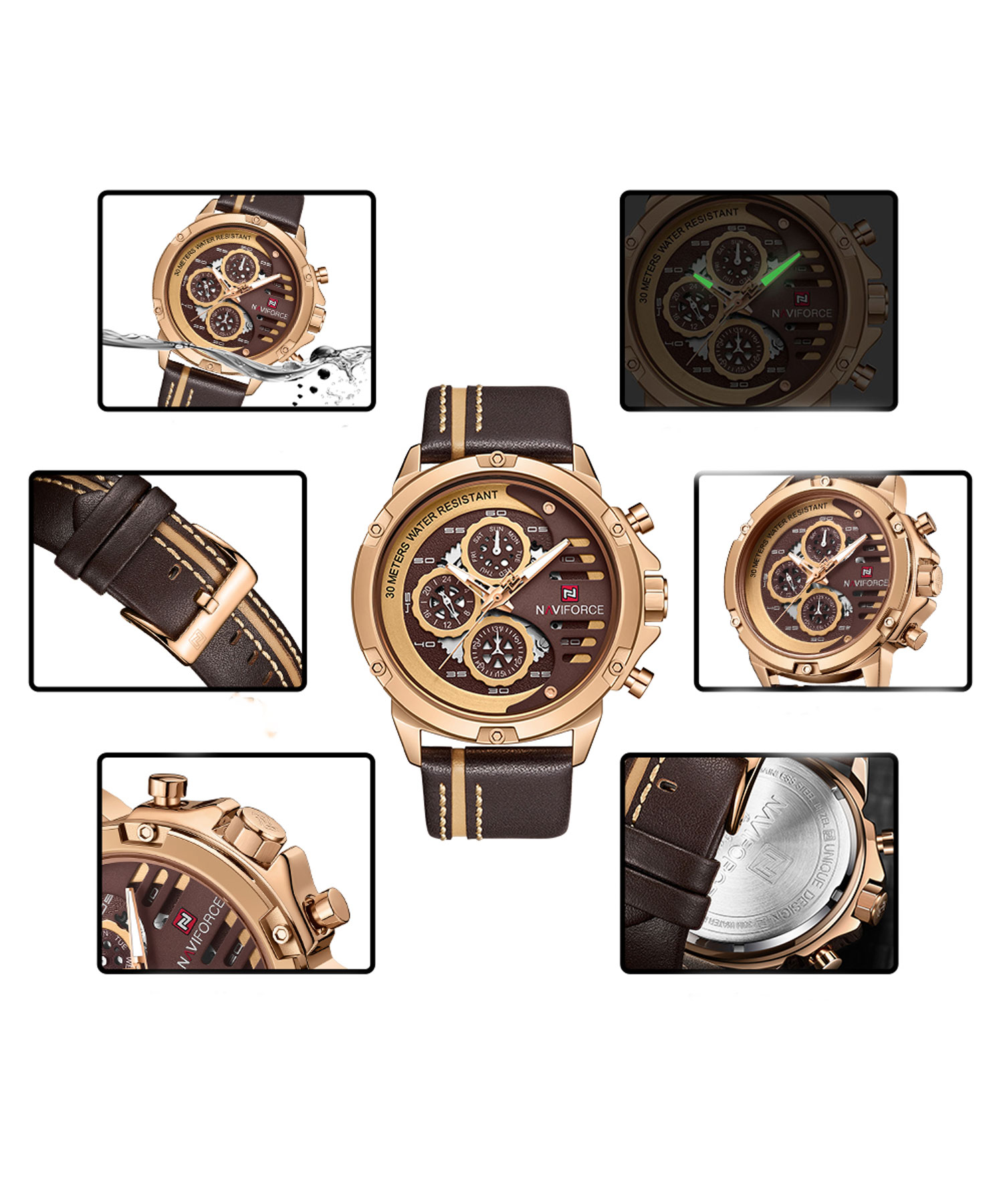 ساعت مچی مردانه نیوی فورس، کد NF9110LRG/CE/BN