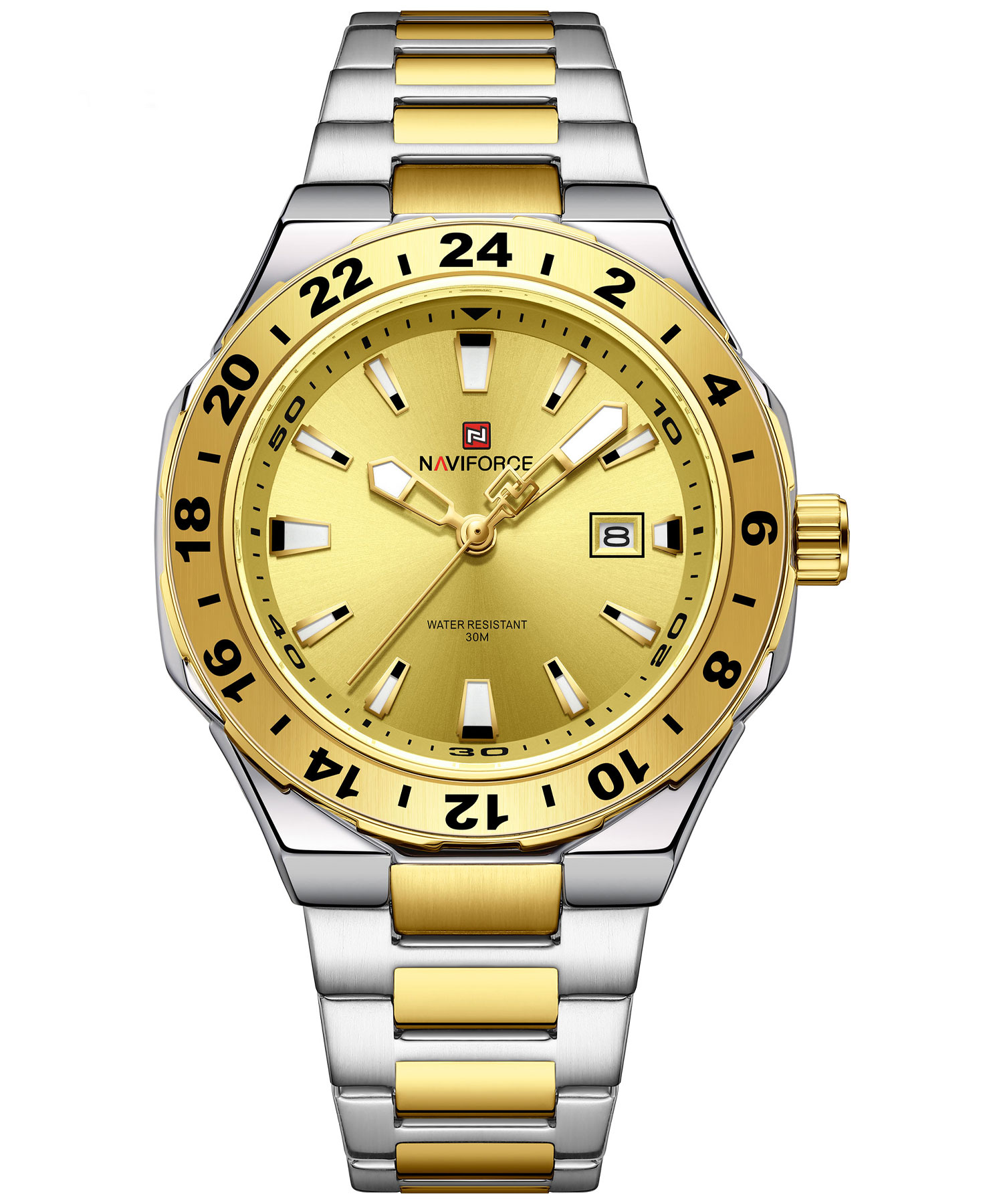 ساعت مچی مردانه کد NF9249S/G/G، بند فلزی، برند نیوی فورس